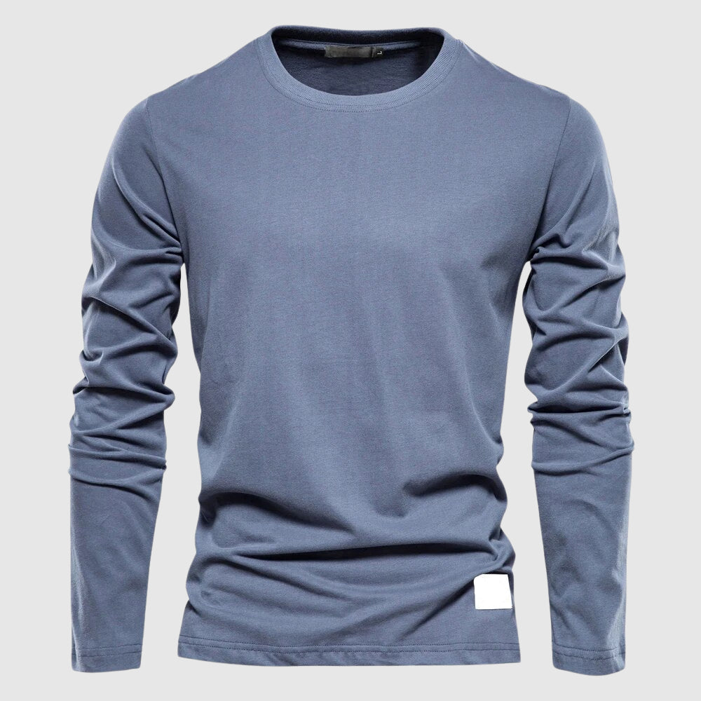 T-shirt à manches longues homme avec col O et patch logo - coupe régulière