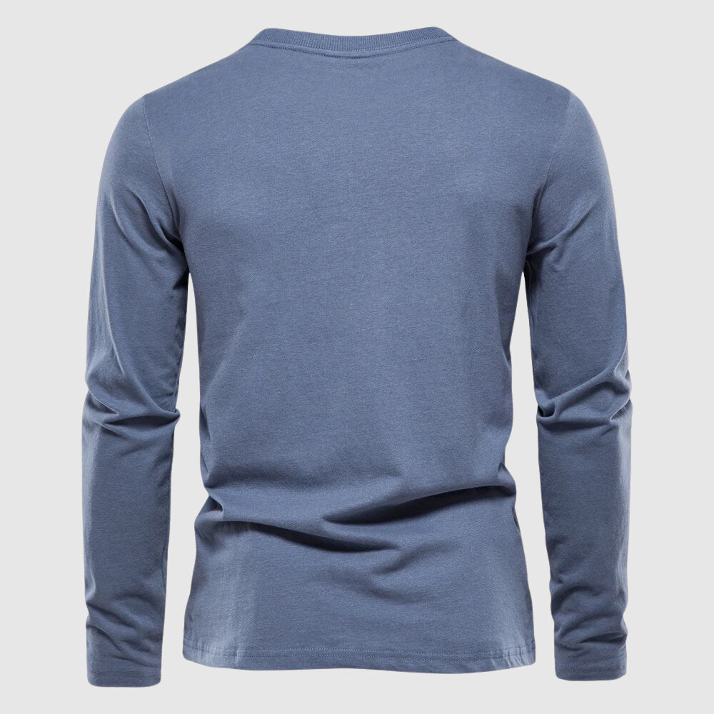 T-shirt à manches longues homme avec col O et patch logo - coupe régulière