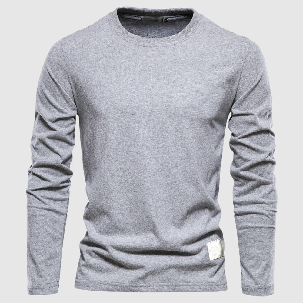 T-shirt à manches longues homme avec col O et patch logo - coupe régulière