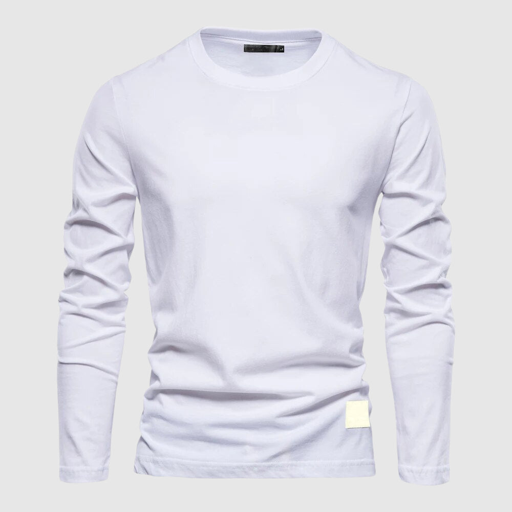 T-shirt à manches longues homme avec col O et patch logo - coupe régulière