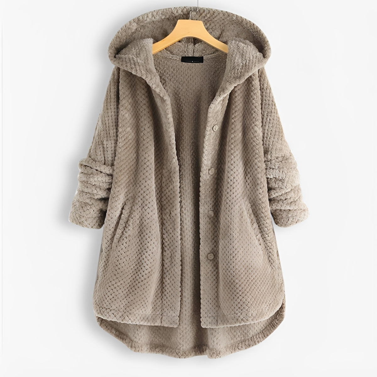 Veste à capuche pour femmes coupe ample manches longues boutons poches latérales