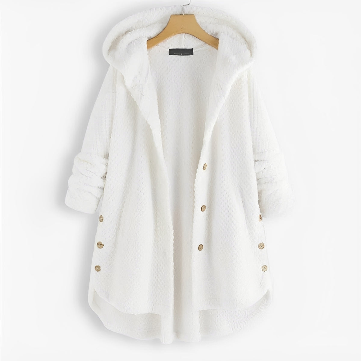 Veste à capuche pour femmes coupe ample manches longues boutons poches latérales
