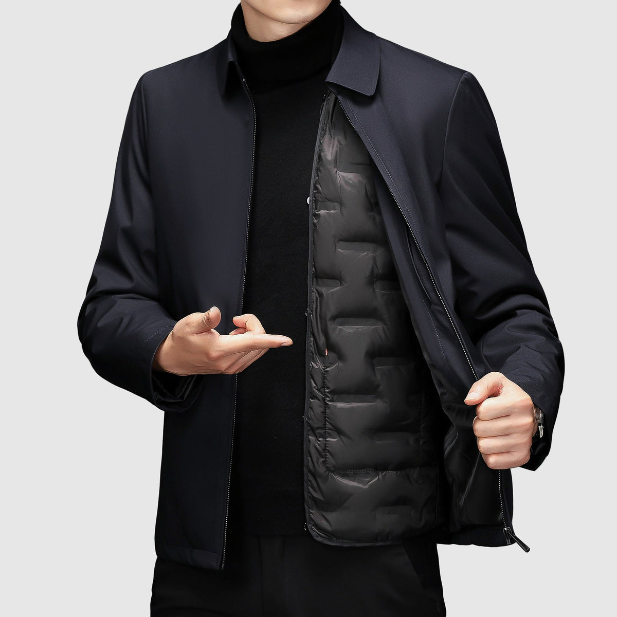Veste casual pour homme avec fermeture éclair et col polo - coupe régulière