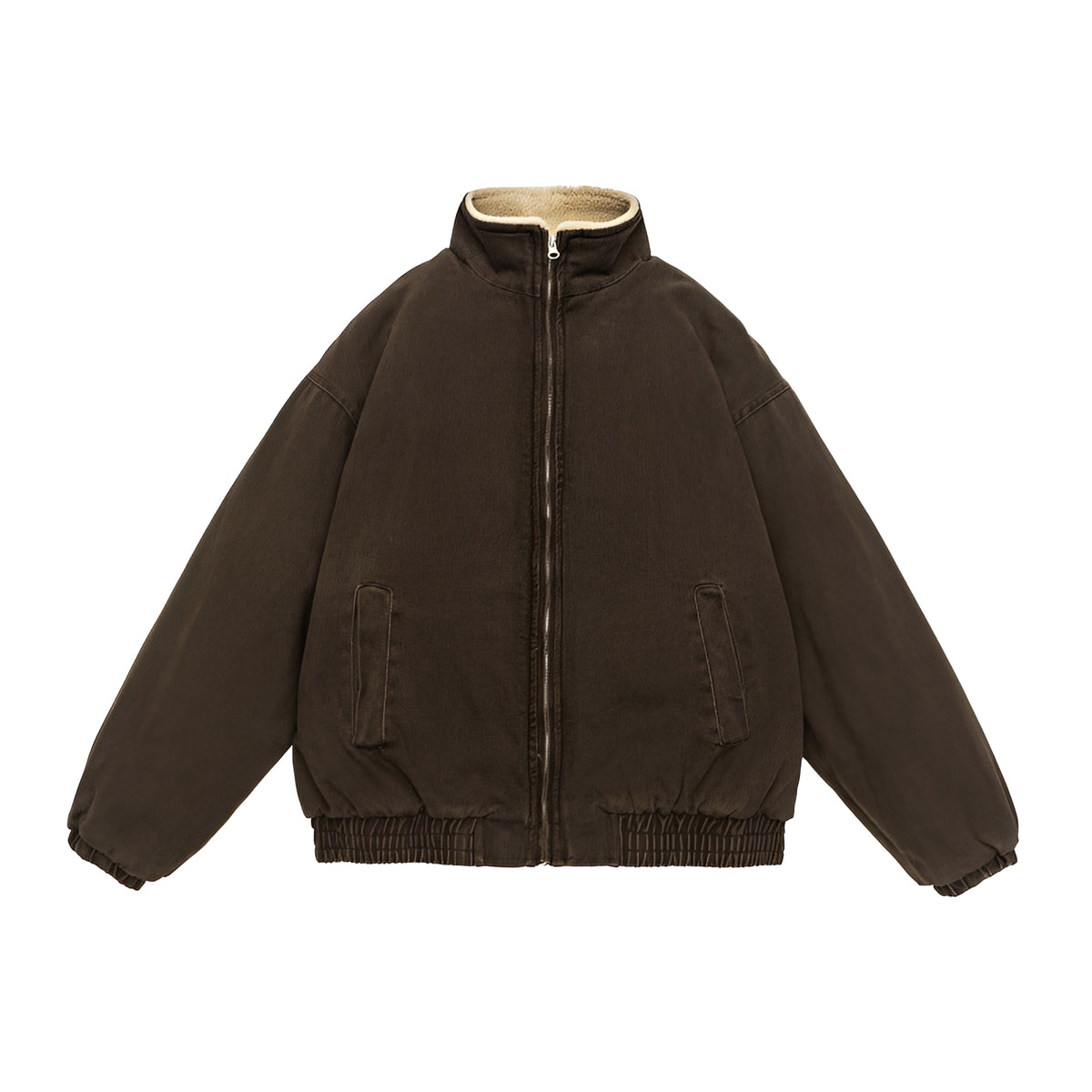 Veste décontractée pour homme - Fermeture éclair, coupe oversize, col montant