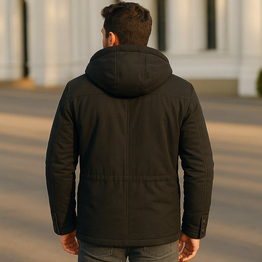 Veste d'hiver pour homme à capuche design quilté plusieurs poches coupe régulière