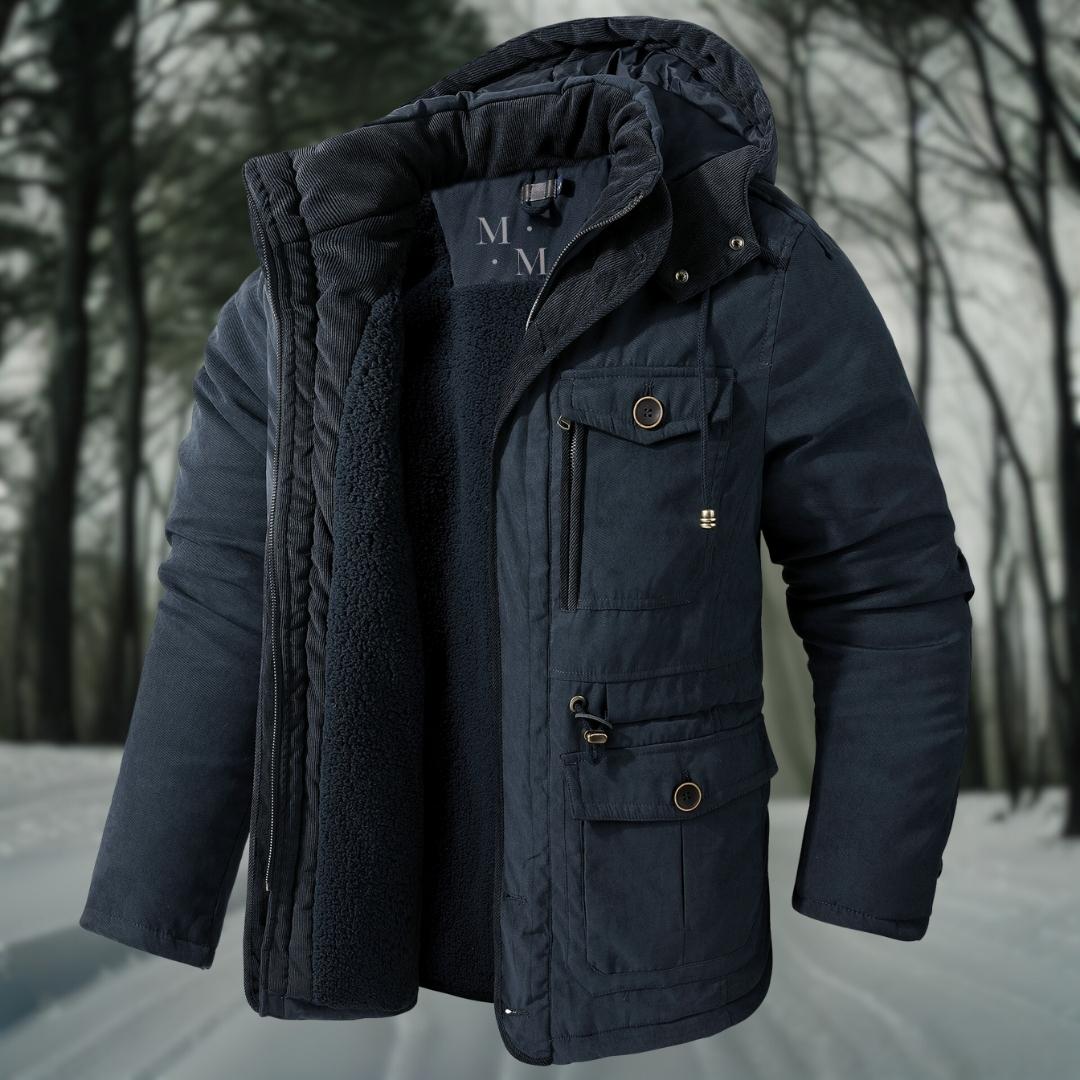 Veste d'hiver pour homme à capuche design quilté plusieurs poches coupe régulière