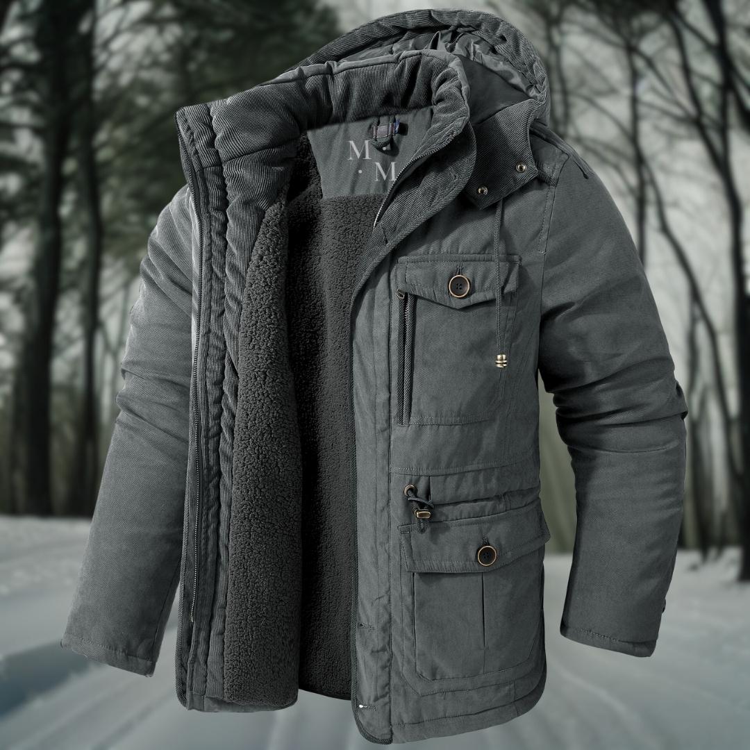 Veste d'hiver pour homme à capuche design quilté plusieurs poches coupe régulière