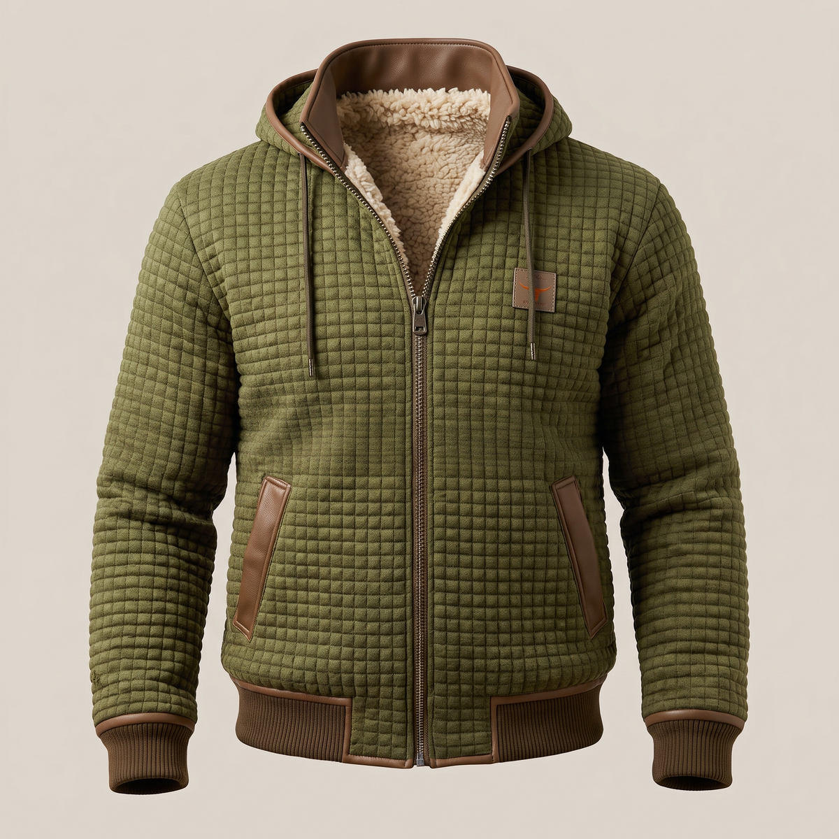 Veste matelassée homme à capuche zip contrasté et finition contrastée