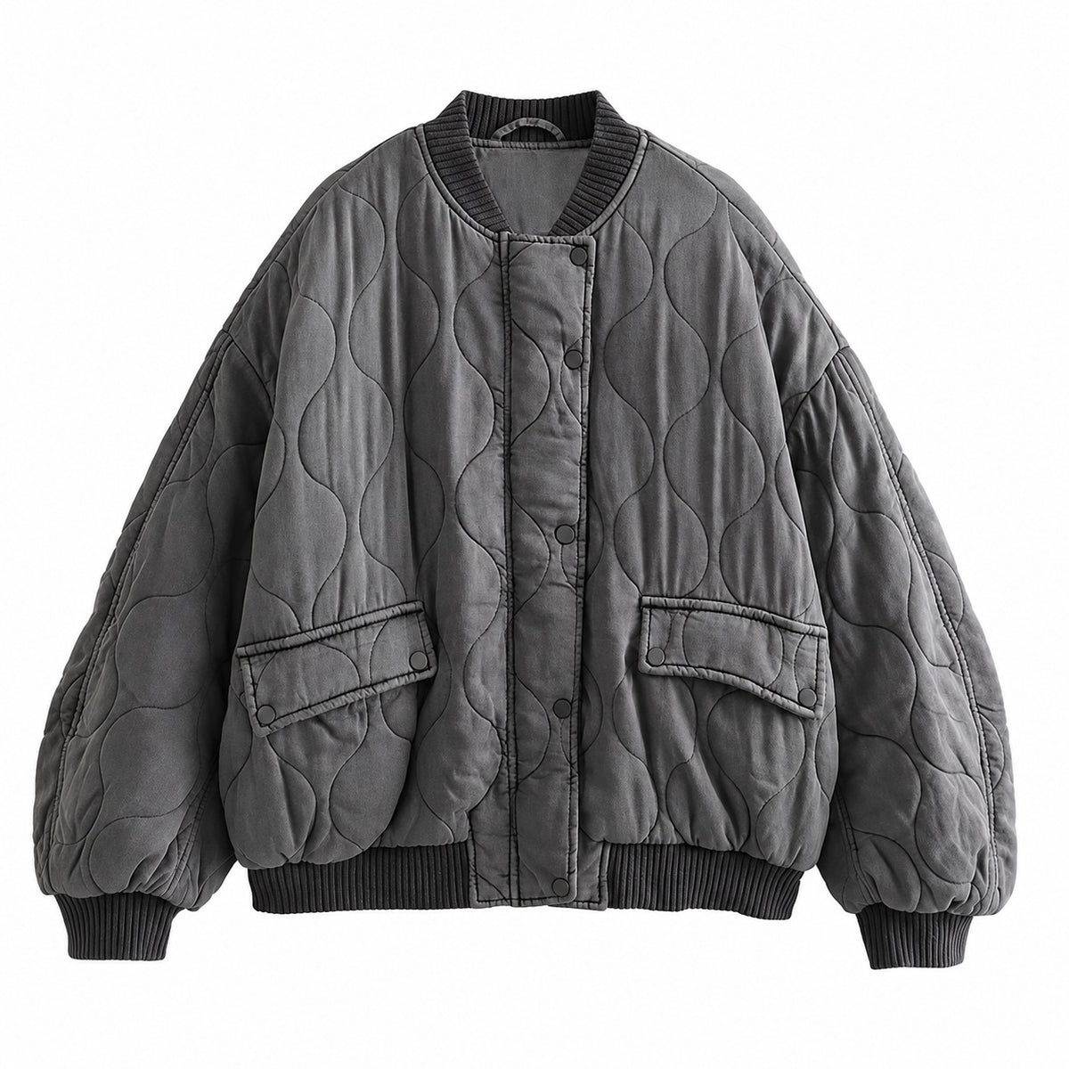 Veste matelassée pour femmes coupe oversize avec fermeture à pression et poches