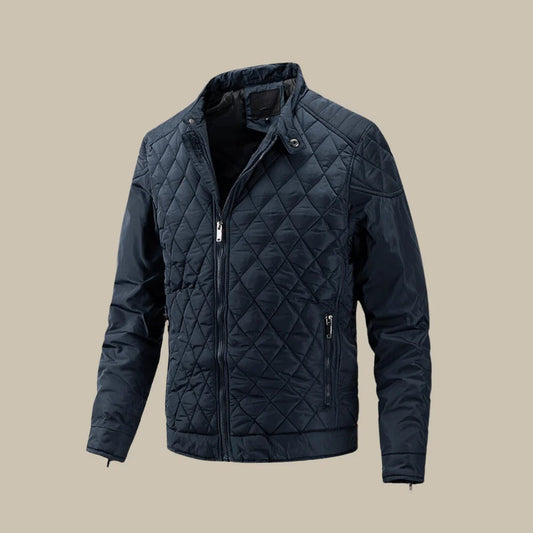 Veste matelassée pour homme coupe ajustée col montant fermeture éclair manches longues poches zippées