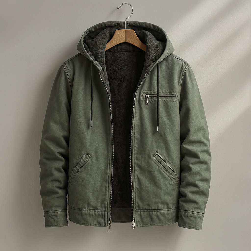 Veste pour homme à capuche zipée intérieur doublé coupe décontractée