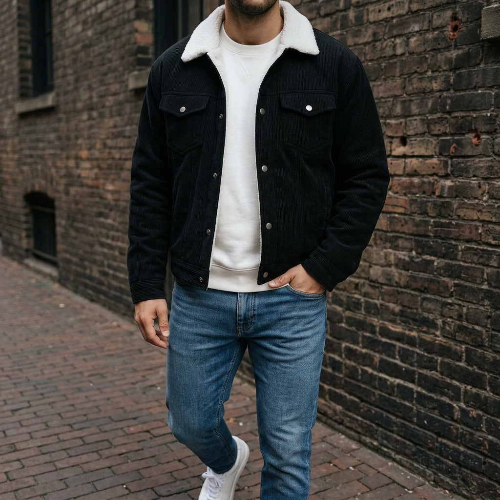 Veste pour homme - Fermeture à boutons, coupe classique, col revers, poches poitrine