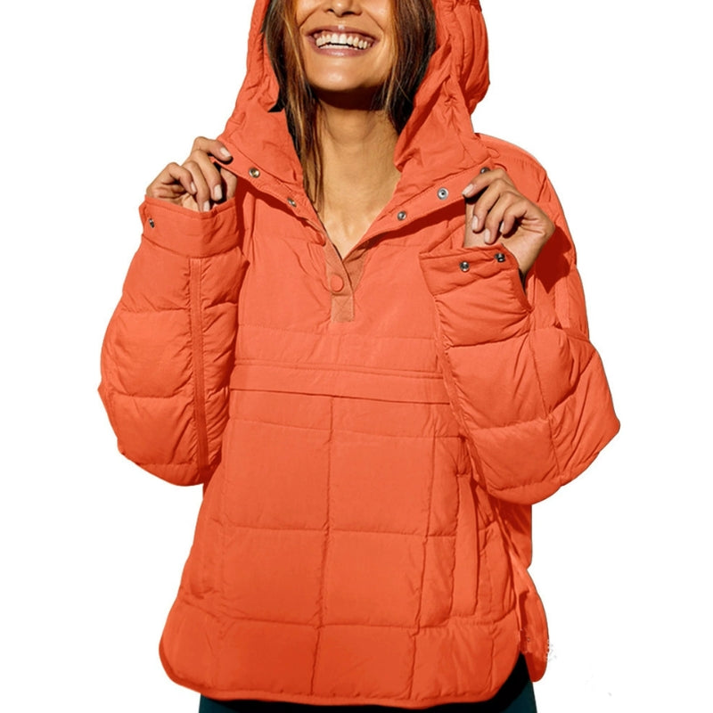 Veste puffer femme à capuche boutonnée design léger matelassé