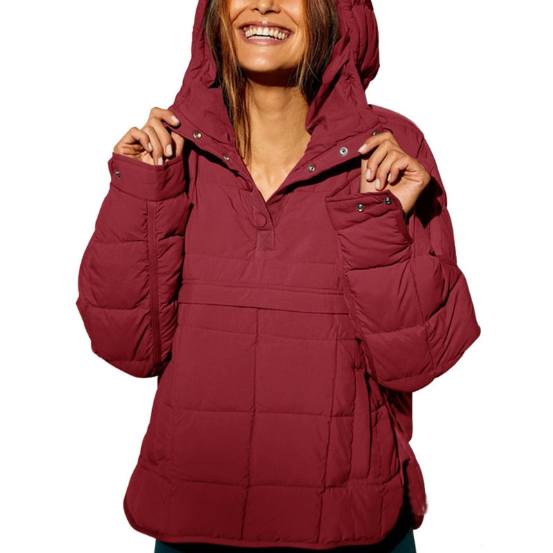 Veste puffer femme à capuche boutonnée design léger matelassé