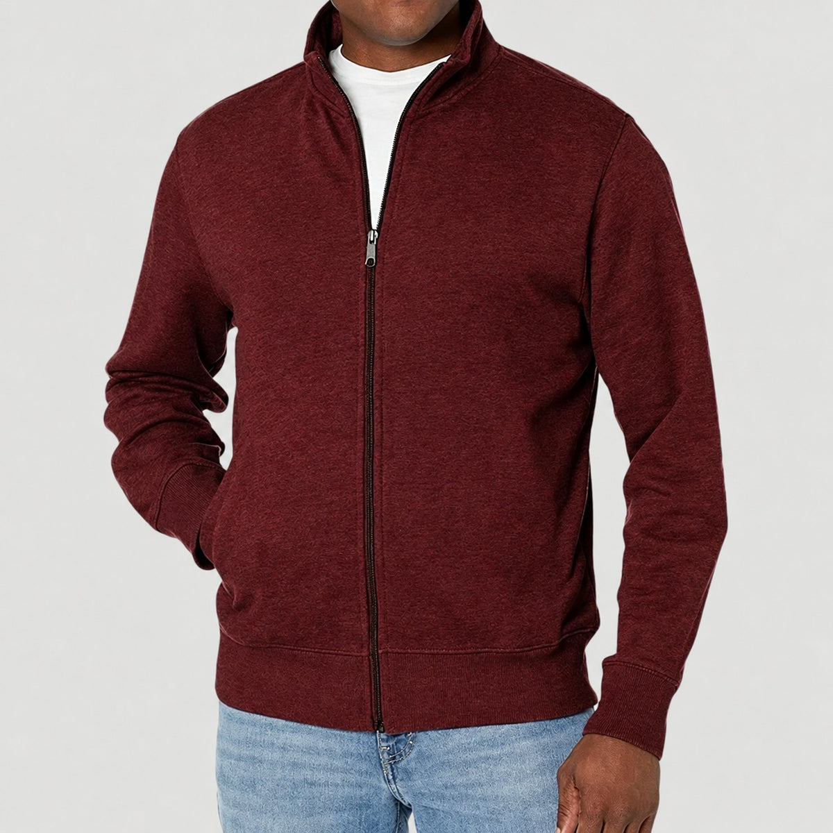 Veste zippée homme style décontracté col montant coupe régulière