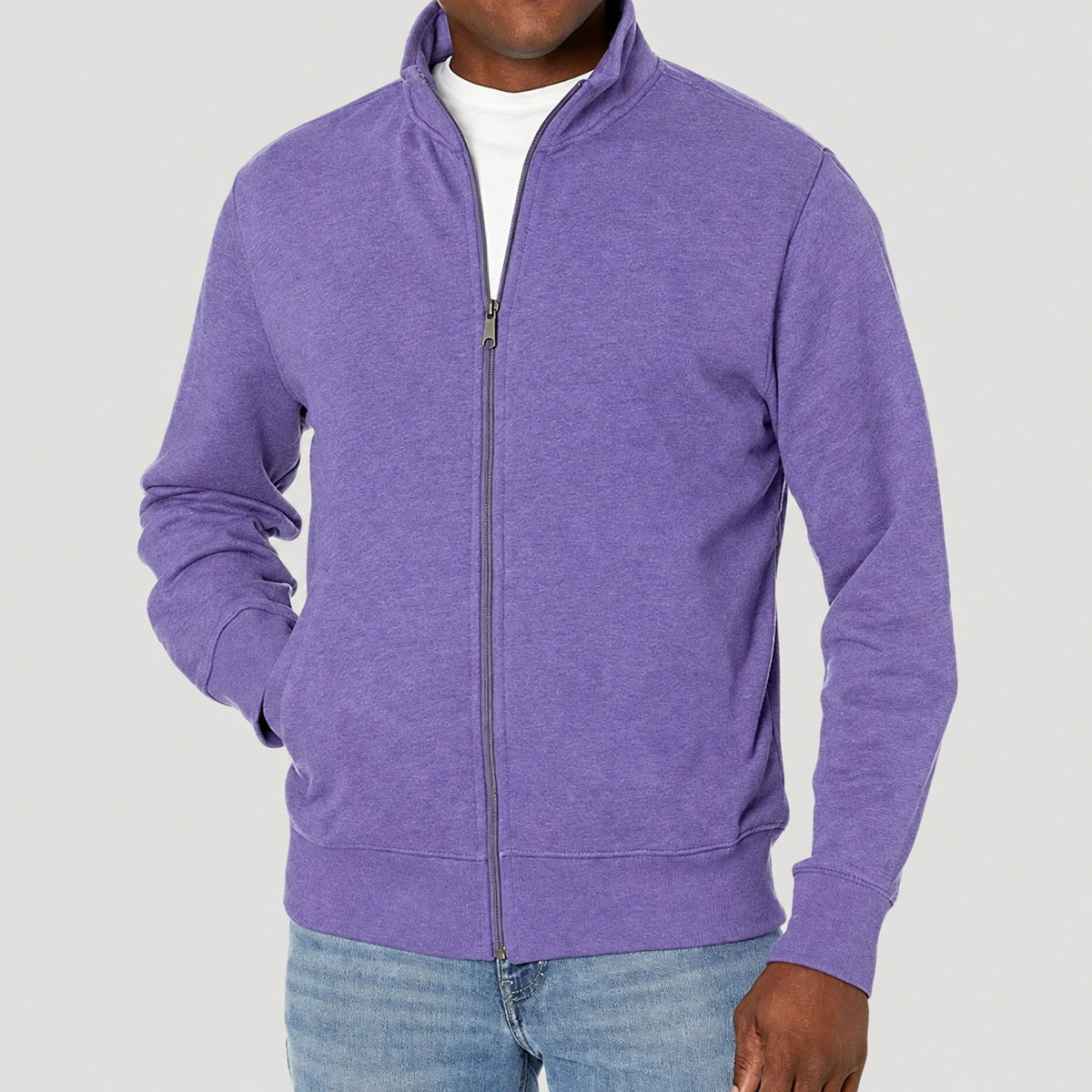 Veste zippée homme style décontracté col montant coupe régulière