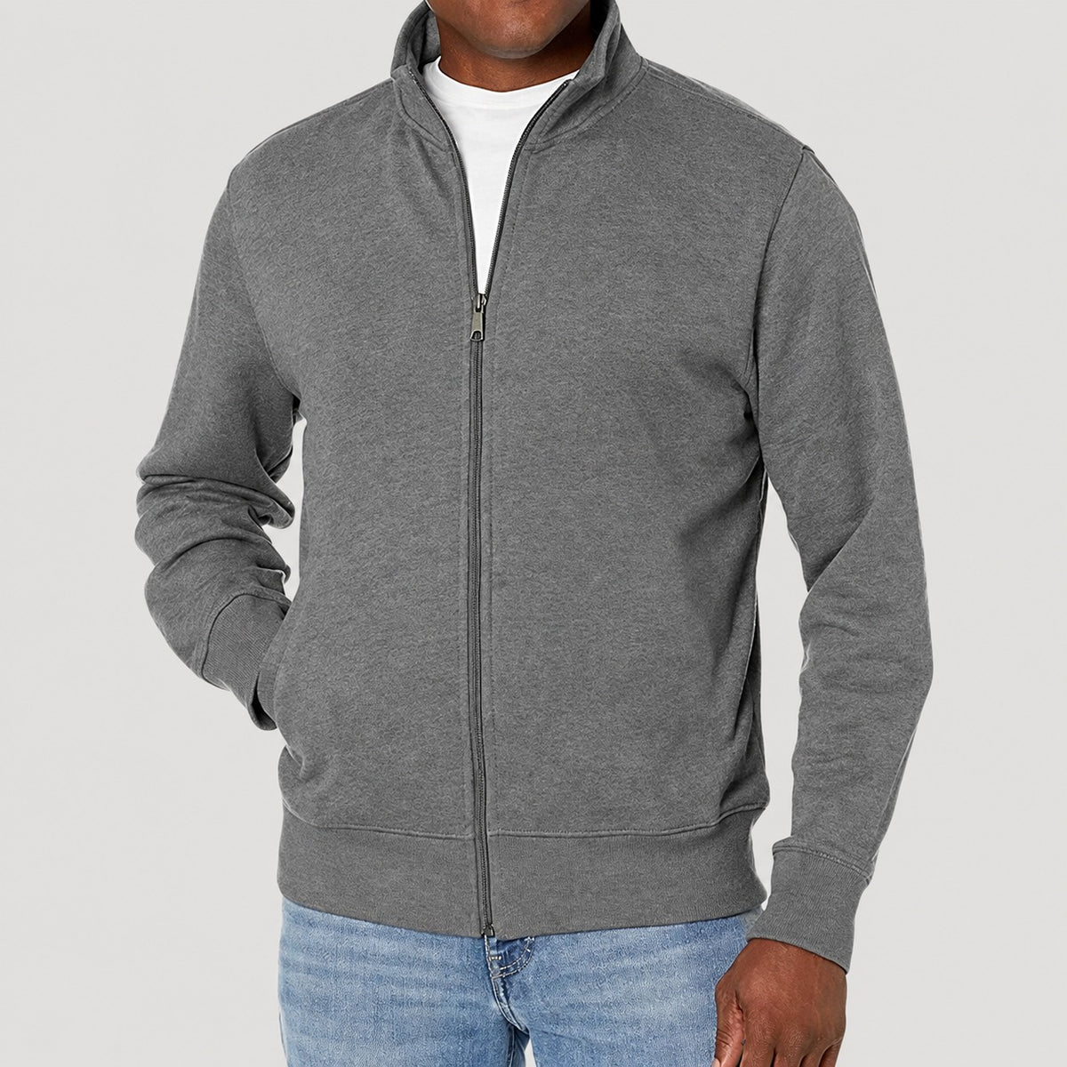 Veste zippée homme style décontracté col montant coupe régulière