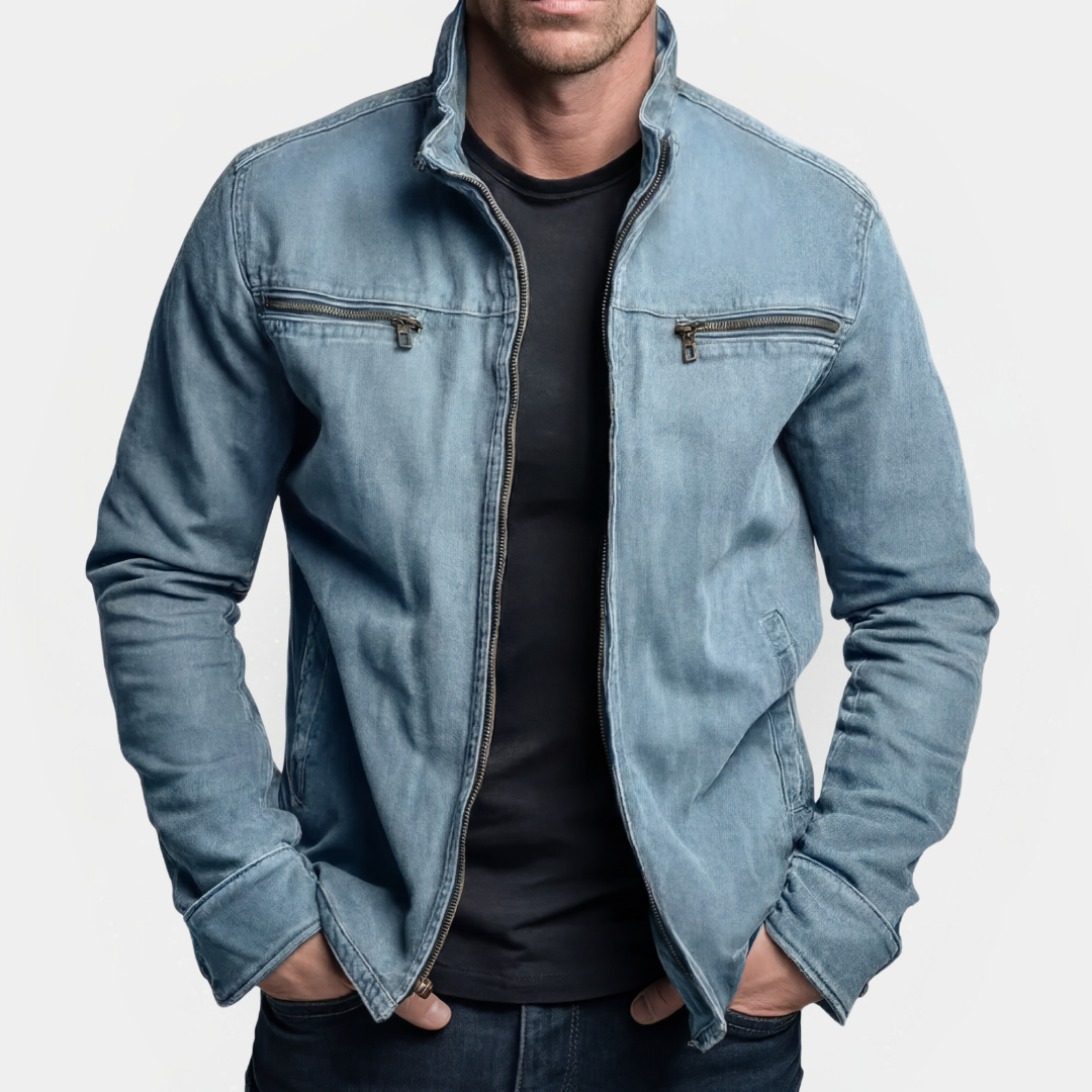 Veste zippée pour hommes à col montant et poches poitrine doubles - coupe moderne
