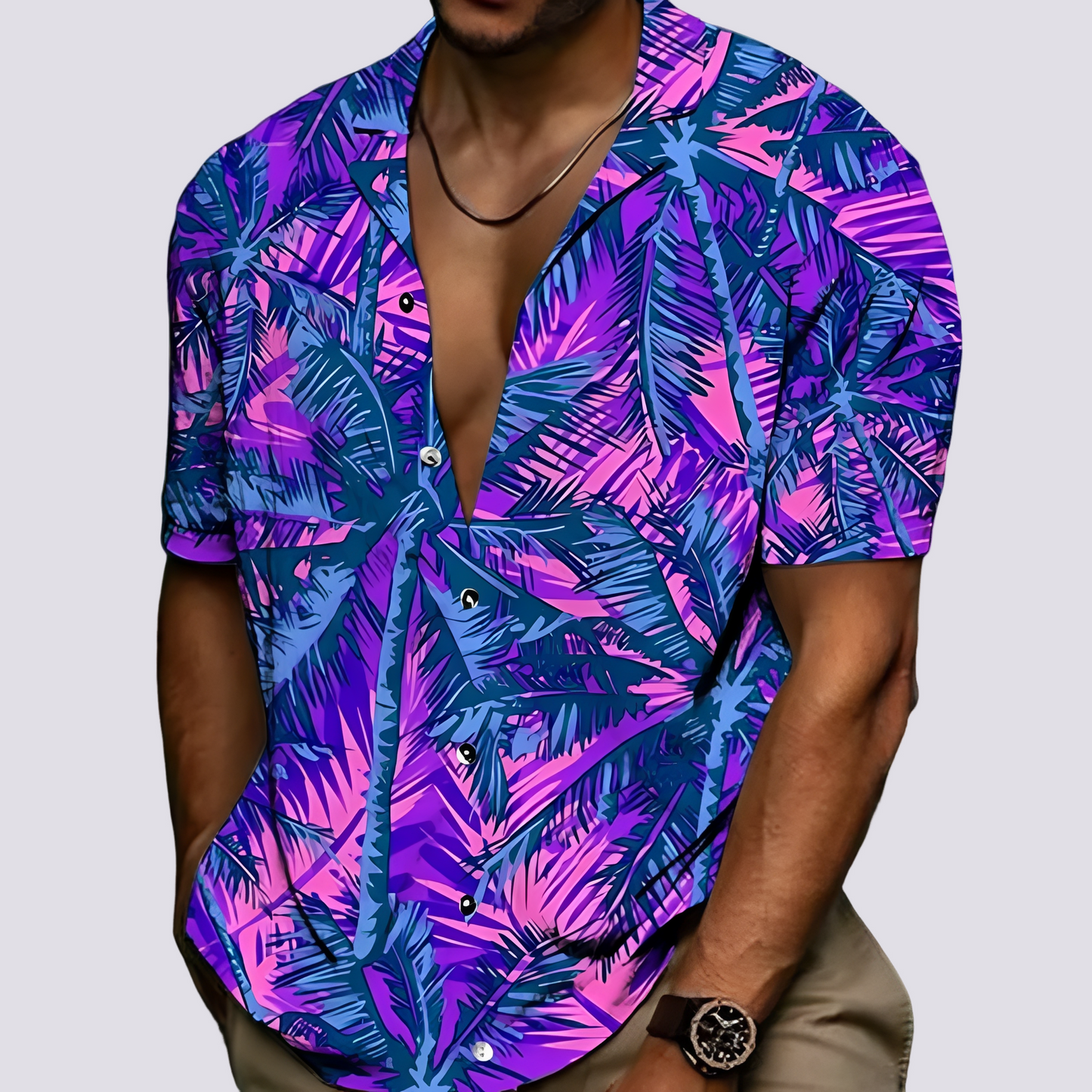 Philip - Chemise élégante avec imprimé hawaïen pour hommes