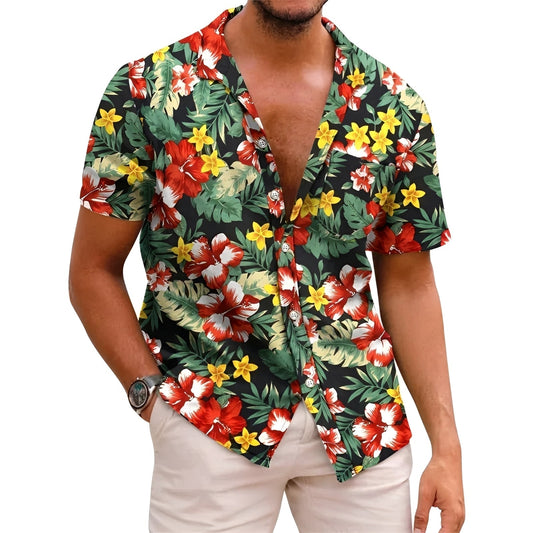 Harry - Chemise élégante à imprimé tropical pour hommes