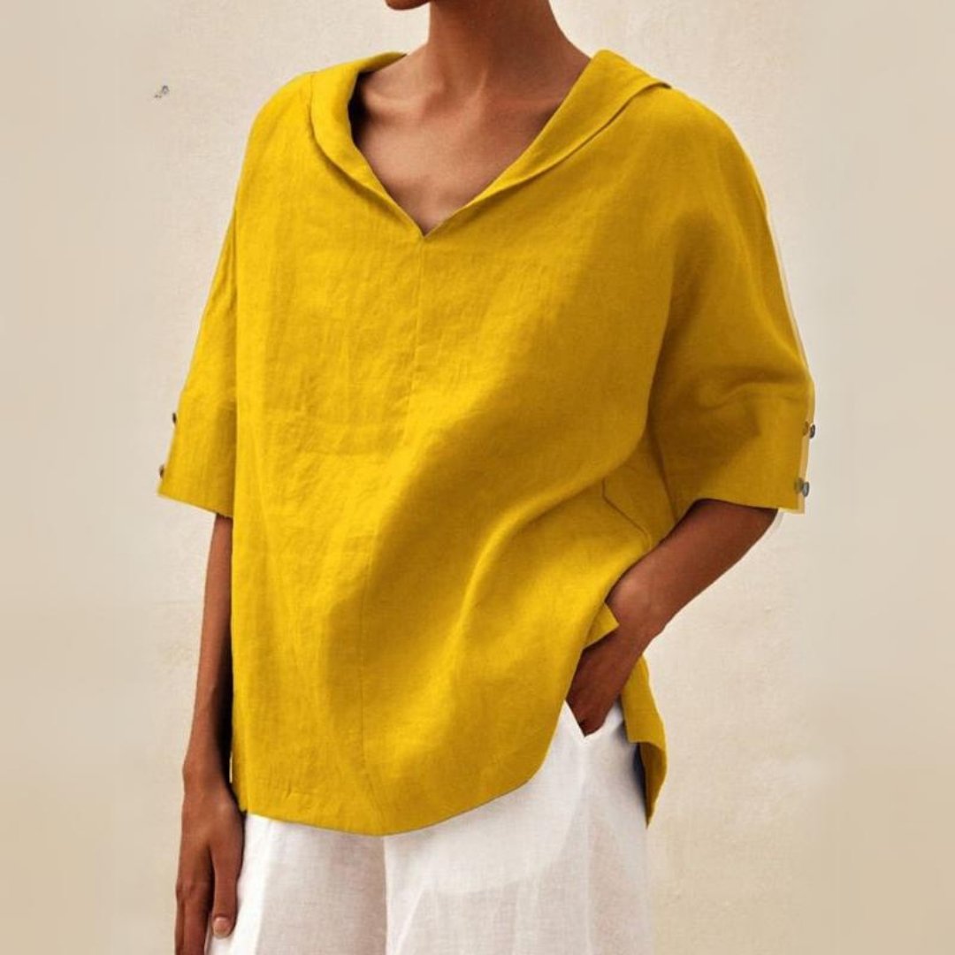 Lena - Blouse pour femme avec col en V en tissu léger
