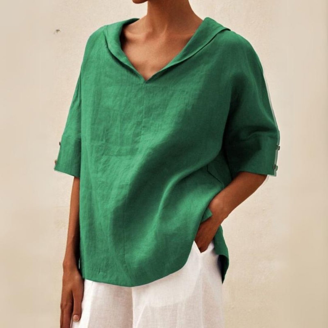 Lena - Blouse pour femme avec col en V en tissu léger